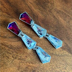 Swarovski Pink and White Crystal Drop Earrings